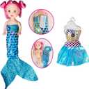 Yellow River Mermaid Princess Doll with Little Mermaid and Pink Dolphin Playset, Blonde Hair Mermaid Toys with Accessories, Gift for 3 to 7 Year Old Girls