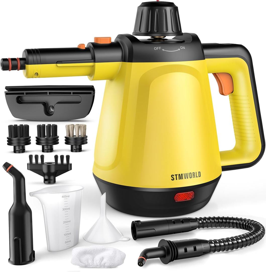 Natural Multi-Surface Handheld Steam Cleaner with 10 Accessories, 13.5OZ Pressurized Multipurpose On Demand Steam Cleaner for Home, Steamer for Cleaning Dirt, Grease, Grout, Tile, Floor, Couch and Car