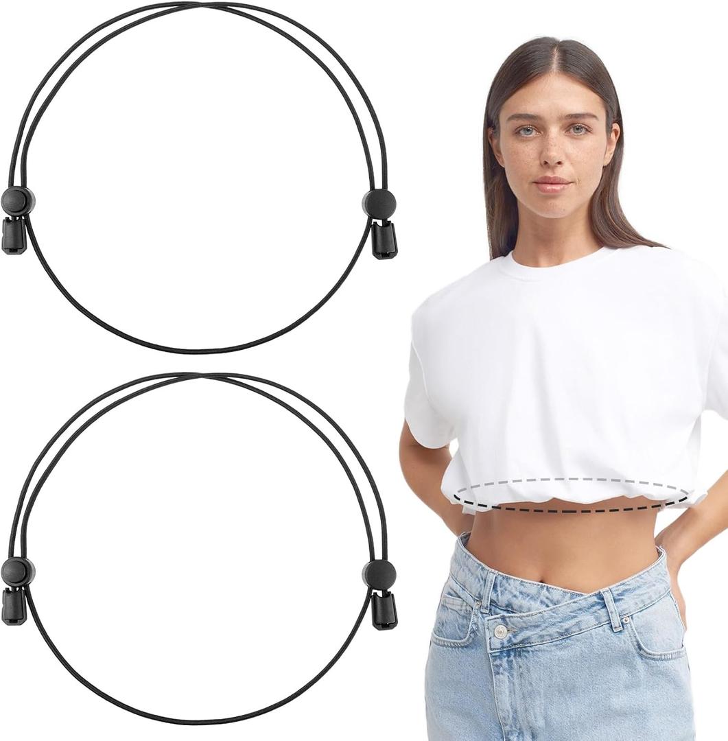 Mabor 2Pcs Shirt Tuck Band Women, Adjustable Tool for Sweater and Shirts Belly Leaking Elastic Crop Bands to Change The Style of Your Tops Shirt Stays Belt for Women (Black)