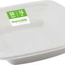 Responsible Products 100% Compostable Square Serving Bowls, 16 oz Disposable Paper Bowls, Microwave Safe, Freezer Safe, Soup Safe, No Plastic, Eco-Friendly, Tree-Free, No PFAS. White (50 Count)