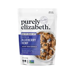 Purely Elizabeth Blueberry Hemp Granola, Made with Organic Oats and Ancient Grains, Gluten-Free, Non-GMO (12oz Bag) (BBD NOV 26 2025)