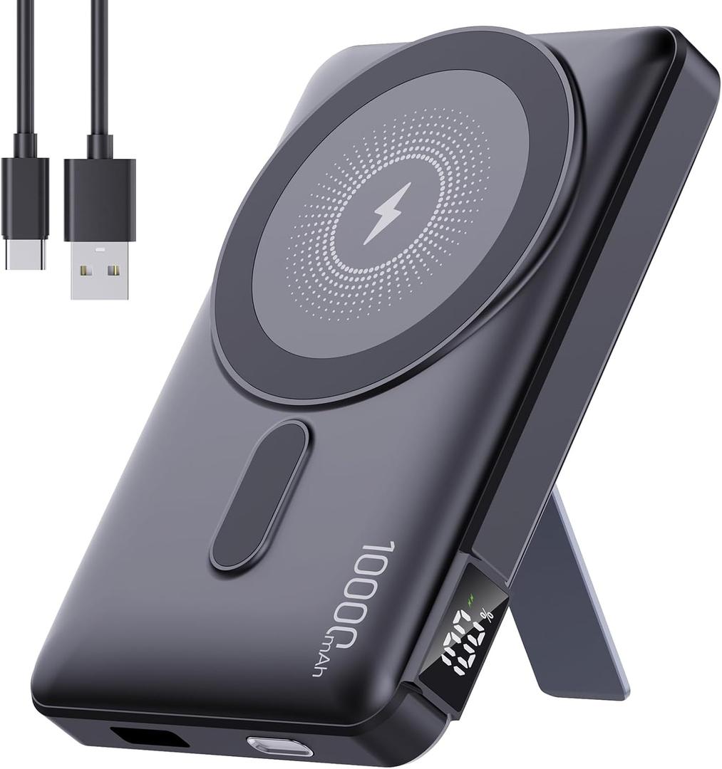 2025 Latest Magnetic Wireless Portable Charger Power Bank - 10000mAh Mag-Safe 22.5W PD Fast Max Charging with Built-in LED Display, Magnetic Battery Pack for iPhone 16/15/14/13/12/Pro/Mini/Pro Max (black)
