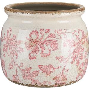 Vintage Planter Large Ceramic Plants Pot Pink Floral Scroll Ice Crack Cottage Scroll Vase Flower Vase Pot Indoor Plants Home Kitchen Decor Farmhouse Antique Decorative Gifts