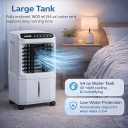 White and Black Portable Air Conditioner Fan, Evaporative Air Cooler with Remote Control, 3 Fan Speeds, 1600ml Water Tank, 2/4/8 Hour Timer, Adjustable Airflow, for Bedroom Office Desk