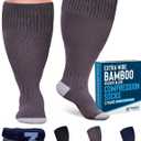 Doctor's Select 3 Pairs Plus Size Compression Socks Wide Calf - Bamboo Viscose Knee High Socks | Circulation Support, 3X-Large, Black/Dark Gray/Navy - 3 Pairs
