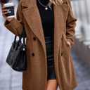 BTFBM Women Winter Faux Fur Coats 2026 Lapel Long Sleeve Fuzzy Fleece Outerwear Button Down Sherpa Jackets Fall Outfits(Golden Camel, Medium)