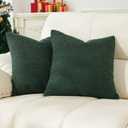 Boucle Pillow Covers 2 Pack, Textured Throw Pillow Covers for Couch & Sofa Decor, Soft Festive Bedding Decorative 22X22 Inch, Green