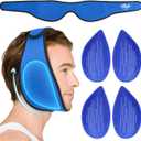 Hilph Face Ice Pack Wisdom Teech Ice Pack Head Wrap for Facial Oral Surgery Pain Relief for TMJ, Jaw Ice Wrap with 4 Hot Cold Gel Packs Reusable for Tooth Extraction & Teeth Removed, Tonsil Blue