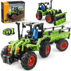 Jumlys STEM Building Toy for Kids Boys Girls Age 5, 6, 7, 8, 9, 10, 11, 12 Years Old, 2 in 1 Tractor Bulldozer Building Sets, 346 Pcs DIY Engineering Construction Building Blocks Kits