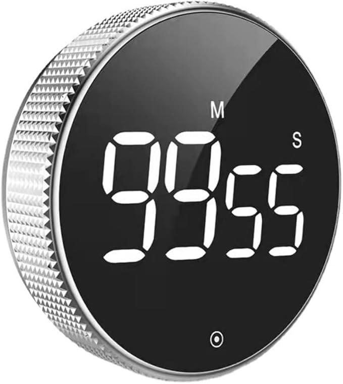 ThreeH Magnetic Kitchen Timer Digital Timer Countup Countdown Alarm Clock Stopwatch for Cooking Shower Study Exercise Silver