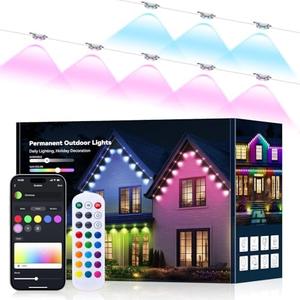 100FT Permanent Outdoor Lights for House, Smart RGB LED Eaves Lighting with APP & Remote Control, IP67 Waterproof Christmas Lights for Holidays, Parties & Year-Round Décor
