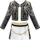 RUXINRUA Girls Cosplay Costume, Demon Hunters Kids Lining Jacket Shorts 3PCS Uniform Outfits with Wig (3-4 years)