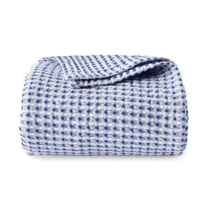 EGOHOME 100% Cotton Waffle Blanket Twin Size for Bed-Breathable and Lightweight,Soft Dual-Tone Textured Jacquard Waffle Weave Blankets for All Seasons,Navy Blue,60 x 80 Inches