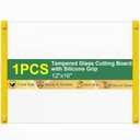 Glass Cutting Board with Silicone Grip, 80% Stronger Shatter Resistance and Slip Resistance,No Scratches/Microplastic-Free,Dishwasher Safe, Non Toxic Cutting Board for Kitchen (Yellow-Large)