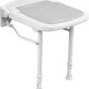 Wall Mounted Shower Seats w/PU Cushion (FS/HS Eligible) Support 550lbs, Adjustable Height Folding Shower Chair Wall Mounted for Elderly-Adults-Pregnants-Seniors-Disabled