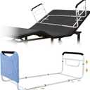 Double Bed Rail for Adjustable Beds, Dual Side Safety Rails with U-Shaped Bar, Under Mattress Support Handrail for Elderly, Seniors, and Hospital Use – Fits Twin, Full, Queen Beds