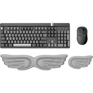 iCasso 3in1 Keyboard Wrist Rest+ Mouse Wrist Rest Pad + Coaster, Non-Slip Rubber Base Cute Mouse Mat Made Easy Typing and Relieve Wrist Pain, Perfect for Gaming, Computer (PU-Gray)