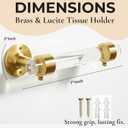 Brushed Brass Toilet Paper Holder, Durable, Lucite Toilet Paper Fixture, Rustproof Wall Mount Bathroom Kitchen & Washroom, 7"x3"x2" Inches