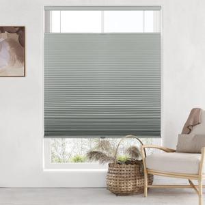 LazBlinds Top Down Bottom Up Cordless Cellular Shades, 27" W x 64" H, Grey | Blackout Light Blocking Honeycomb Shades Thermal Insulation Noise Reduction Blinds for Windows