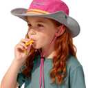 Outdoor Kids Sun Hat with Whistle,UPF 50+ Adjustable Wide Brim Bucket Hat for Boys Girls Beach UV Block Cap, 29