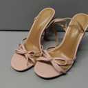 iiimmu Women's Bow Heels 4 IN Stiletto Heeled Sandals for Women Round Open Toe Sandals Elegant Summer Heels Soft PU Leather/Faux Suede 6