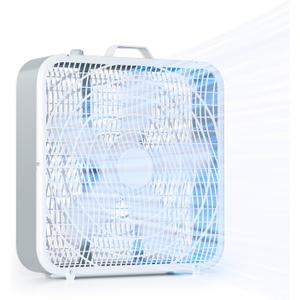 Simple Deluxe 20 Box Floor Fan, 3-Speed Cooling Fan with Aerodynamic Shaped Fan Blades, Convenient Carry Handle and Safety Grills, White