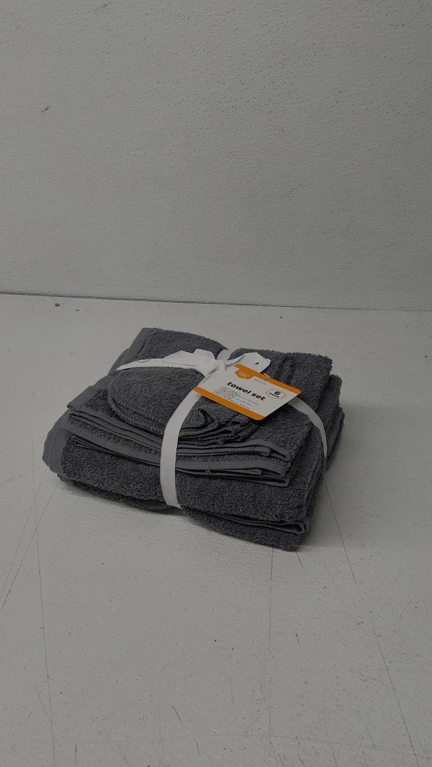 Smartway 6 Pk Towels set Grey 2 Bath Towels 24x40 In 2 Hand Towels 15x25 In 2 Wash Cloth 12x12 In 6 Pack