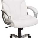 Amazon Basics Executive Home Office Desk Chair with Padded Armrests, Adjustable Height and Tilt, Rolling Swivel Chair, 275 Pound Capacity, White and Pewter