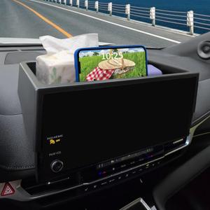 TOPINSTALL 2025 New Dash Tray Phone Holder Compatible with 2025 Toyota Sienna 12.3" Screen, Dashboard Hidden Storage Organizer Behind Screen Tissue Sunglasses Holder(Not for LE Trim with 8" Screen)