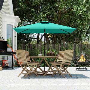 6.5' x 10' Rectangular Patio Umbrella Large Outdoor Market Umbrella w/ UV Protection, Push Button Tilt and Crank Lift, Rectangle Table Umbrella for Garden, Deck, Pool, Patio, Turquoise Blue, 6.5x13FT