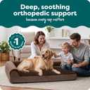 FurHaven Orthopedic Dog Bed for Large Dogs, L-Shaped Chaise Mattress, Egg Crate with a Solid Orthopedic Foam Base for Joint Support, Removable Washable Cover, Jumbo XL, Plush & Velvet, Sable Brown
