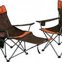 2 Pack Adjustable Folding Camping Chairs with Detachable Footrest and Headrest, Lightweight and Portable, Ideal for Hiking, Travel, Fishing and Outdoor Activities (Orange)