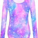 Nymphperi Girls Gymnastics Leotards Long Sleeve Kids Tumbling Outfit Stretchy Bodysuit for Practice (3-4T, Pink Purple Blue)