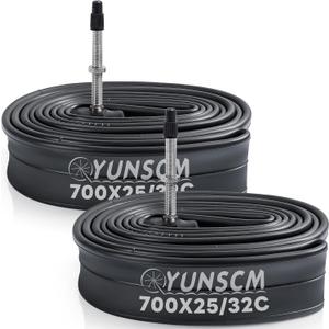 YUNSCM 2-PCS 700x25C/28C/30C/32C Bike Tubes FV48mm Presta Valve Premium Butyl Rubber 700C Bicycle Tubes Compatible 700 x 25C 700x26C 700x28C 700x30C 700x32C Bike Tire Tubes (G-276)