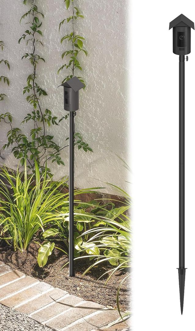 Ground Stake Mount with Weatherproof Silicon Cover for Ring Stick Up Cam Battery&Outdoor Cam Plus,Heavy-Duty Metal Yard Spike Camera Mount for Soft Ground,Garden,Lawns&Soil,Adjust Height Outdoor Stand