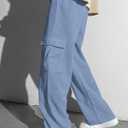 RoseSeek Boy's Wide Leg Baggy Sweatpants Athletic Cargo Track Pants Joggers | Straight Leg, Athletic Track Pants, Cargo Pockets, Workout Lounge Long Trousers, Boys Size 10-12 (Blue)