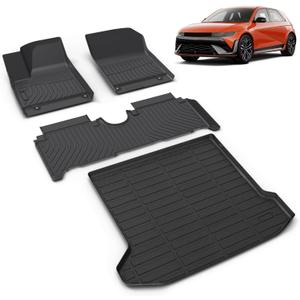 All Weather Car Floor Mats & Cargo Liner Set Fit for Hyundai Ioniq 5 N 2025 Floor Liners Trunk Liner Ioniq 5 N Cargo Mat Accessories Black, 3)For Hyundai Ioniq 5 N 2025 Full Set