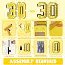 4FT Marquee Light Up 30 Numbers,Glitter Gold Giant Marquee Mosaic Frame Light Up Number for 30th Birthday Party Decorations Mosaic Number 30,DIY Frame Pre-Cut Foam Board Kit