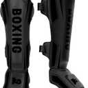 Kickboxing Shin Guards Muay Thai Shin Pads for Men, Women, Adjustable Leg Guards with Instep Protection Shinguards Martial Arts Training Equipment for MMA Training and Sparring (Large)