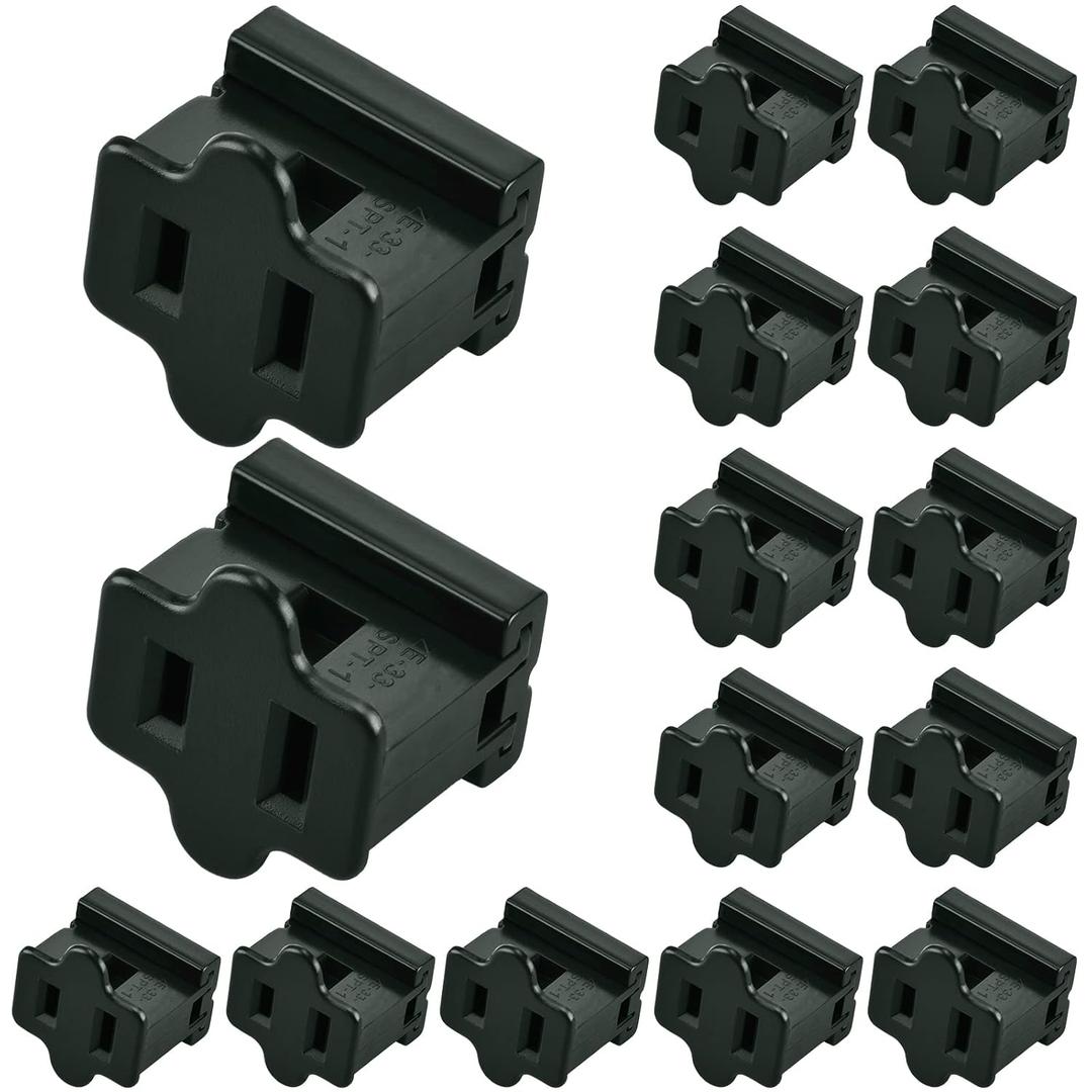 15 Pieces SPT-1 Christmas Light Slip Plug Female Vampire Slip Plug Inline Zip Holiday Adapter for Lights Design (Green)