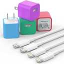 Phone Charger Cable,4Pack Data Sync Charging Cords with 4Pack USB Wall Charger Travel Plug Adapter Compatible Phone 12 Pro/11 Pro/Xs/XR/X/8/8Plus and More-Multicolored,2 pcs
