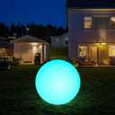 infray 12-Inch LED Ball Light, Solar Rechargeable Globe Light Color Changing Solar Globe Lamp IP67 Waterproof Outdoor Garden RGB Orb Light for Patio Pool Yard Bar Party Decorative Lighting (White)