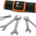 Super-Thin Open End Wrench Set, SAE, 6-Piece, Including 3/8", 7/16", 1/2", 9/16", 5/8"11/16", 3/4", 13/16", 7/8", 15/16", 1", 1-1/16", Slim Wrench Set with Rolling Pouch