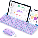 seenda Bluetooth Keyboard and Mouse for iPad, CTU301 Wireless MultiDevice Connection Bluetooth+2.4G Keyboard Mouse Combo with Tablet Holder for iPad/Macbook/Windows, iOS/Andriod/Phone, Blue & Purple