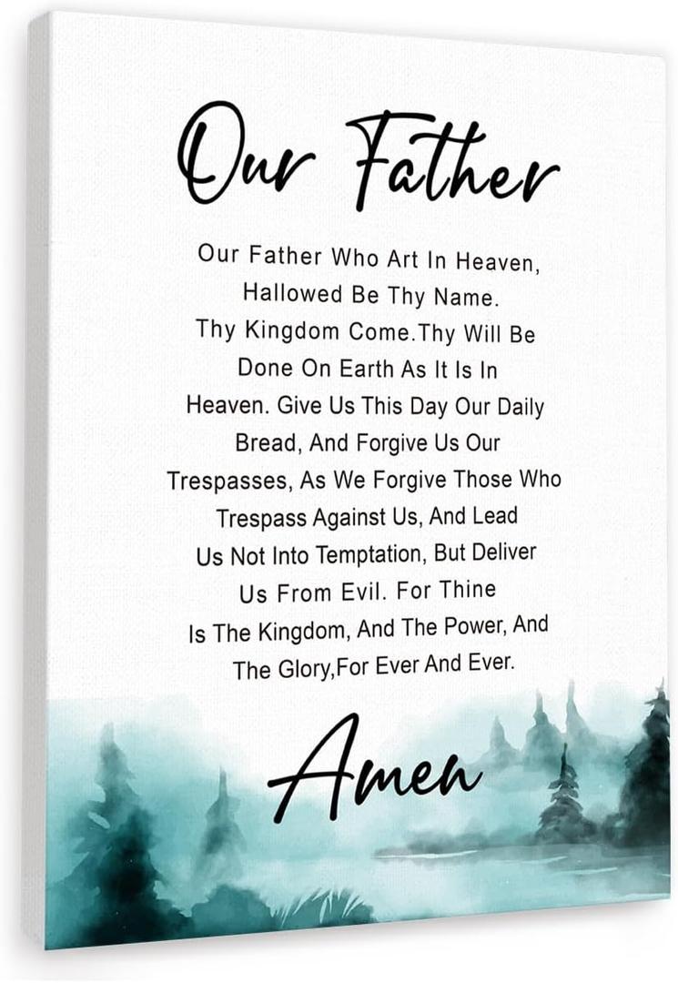 Gwisml Our Father Inspirational Bible Verse Canvas Wall Art,Motivational Scripture Print Painting Artwork for Christian Home Office Bible Verse Wall Decor