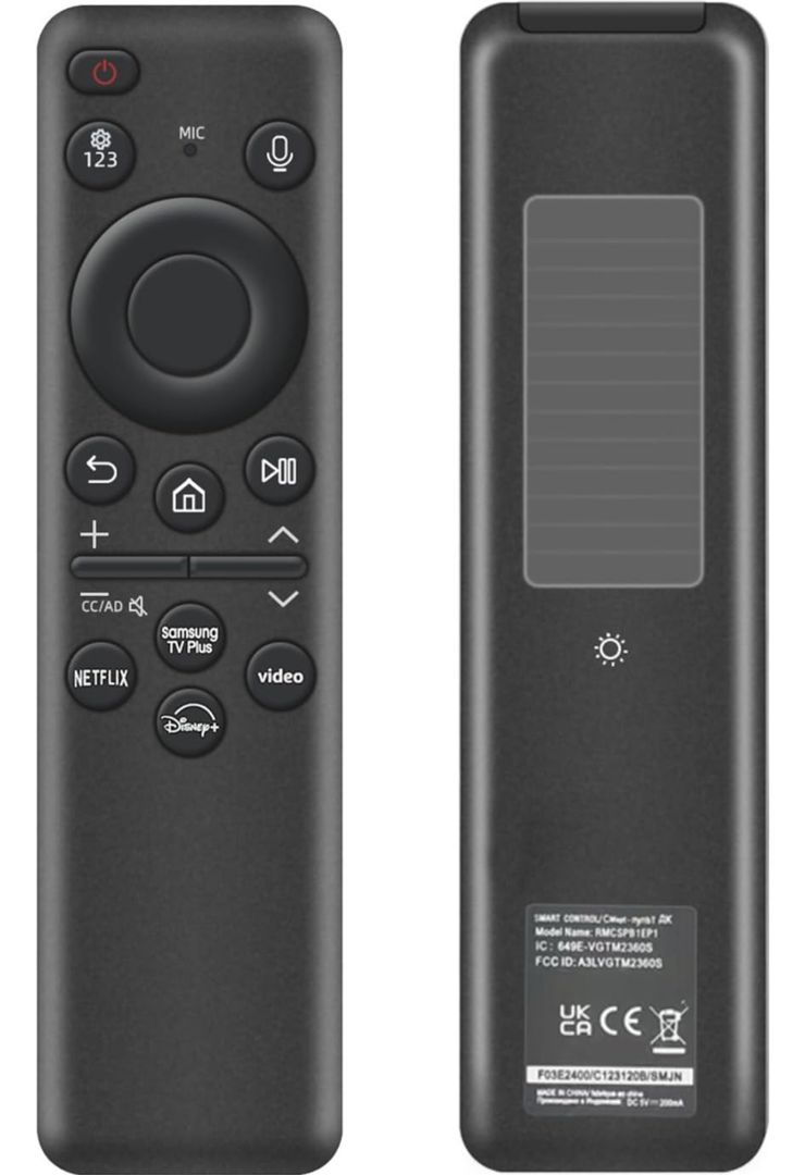 Rechargeable Voice Remote for Samsung Smart TVs, Replacement for 2019–2025 Samsung TV Remote Control with Solar Charging and Voice Search. 2Year .