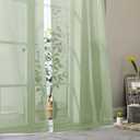 Light Green Sheer Curtains for Bedroom Living Room 45 Inch Length 2 Panels, Soft Airy Light Filtering Small Kitchen Window Curtains, Rod Pocket Short Curtain Drapes, 42" Wx45 L Inches