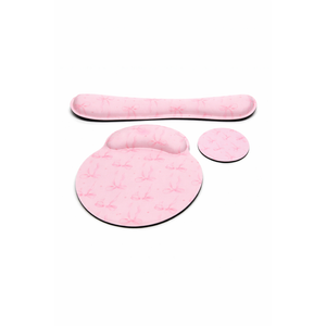Pink Ergonomic Mouse Pad & Keyboard Wrist Rest Set – Memory Foam Support, Non-Slip Base, Comfortable Desk Accessories for Office & Home (3-Piece Set)