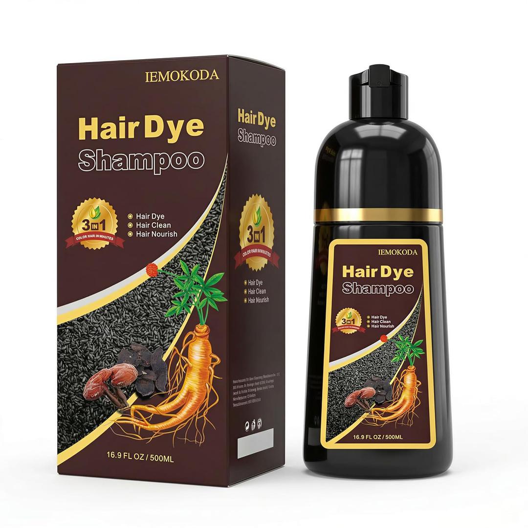 Hair Dye Shampoo 3 in 1, Instant Natural Hair Color Shampoo Hair Dye for Women & Men Black Tea, Root Touch Up & Easy To Use & Lasts 3-4 Weeks & All Hair Types, 16.9 fl.oz