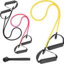 3PCS Resistance Bands with Handles Strength Bands Exercise Bands Set with Handles Elastic Bands Workout Bands for Working Out Strength Training Muscle Toning Door Anchor and Workout Guide